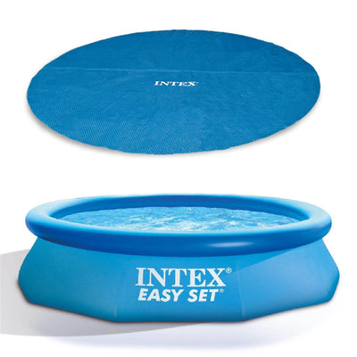 Intex 12ft Swimming Pool Cover & 10ft x 30in Above Ground Inflatable Round Pool