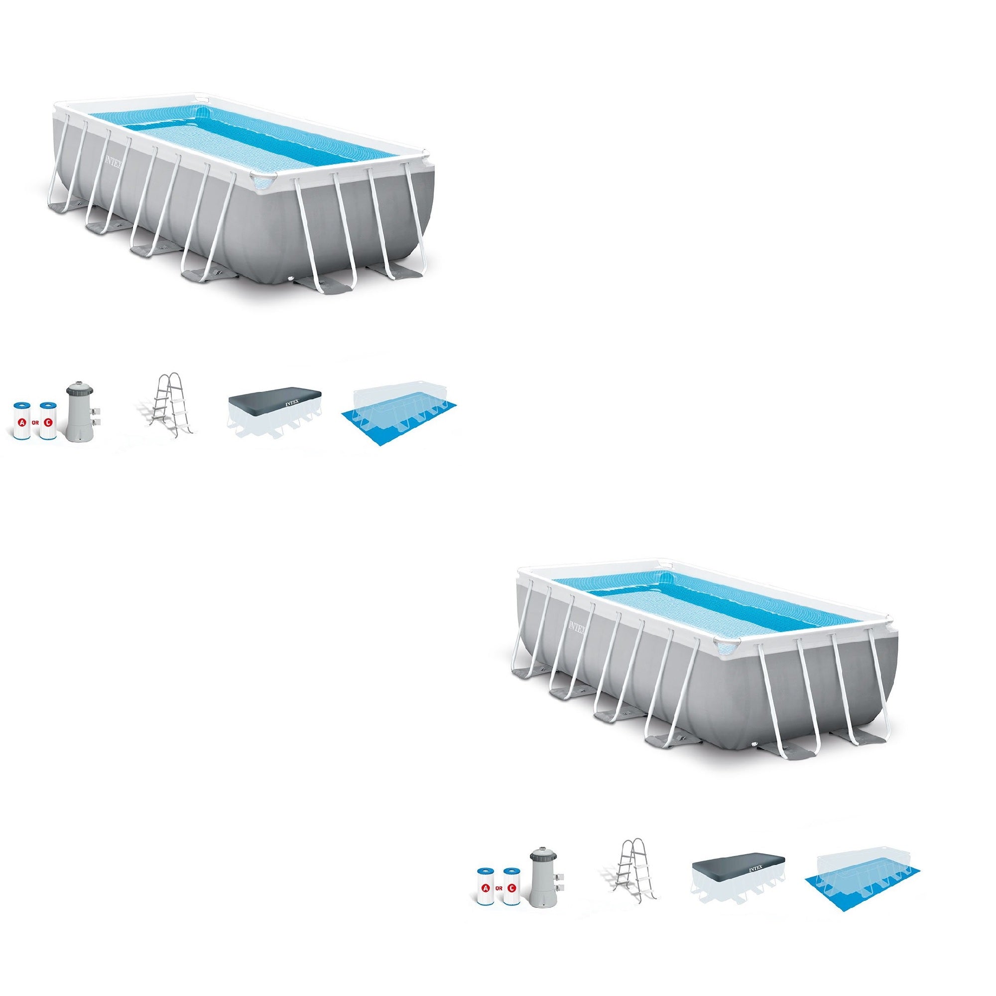 Intex 16 Ft. x 42 In. Prism Frame Rectangular Above Ground Pool Set (2 Pack)
