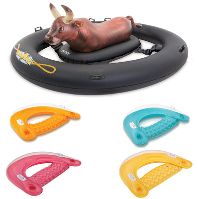 Intex Inflatabull Bull-Riding Pool Float & 4 Intex Sit N Float Pool Lounger