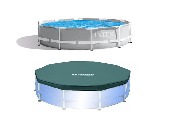 Intex 10'x30" Round Above Ground Swimming Pool & 10' Round  Swimming Pool Cover