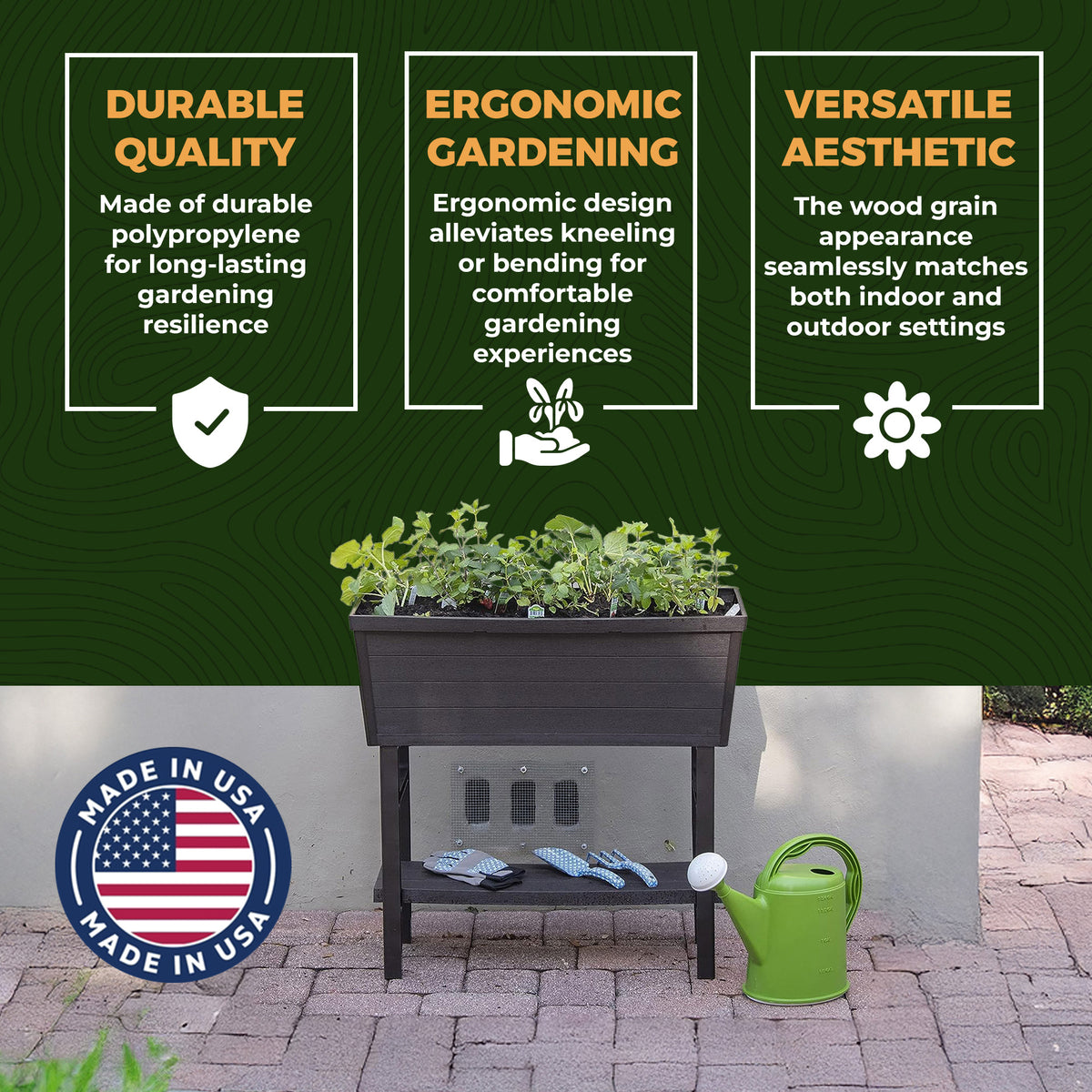 Polymer Outdoor Products 31.12"H Raised Garden Bed with Miracle-Gro Potting Mix