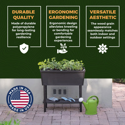 Polymer Outdoor Products 14.5" L x 32.25" W x 31.12" H Raised Garden Bed, Brown