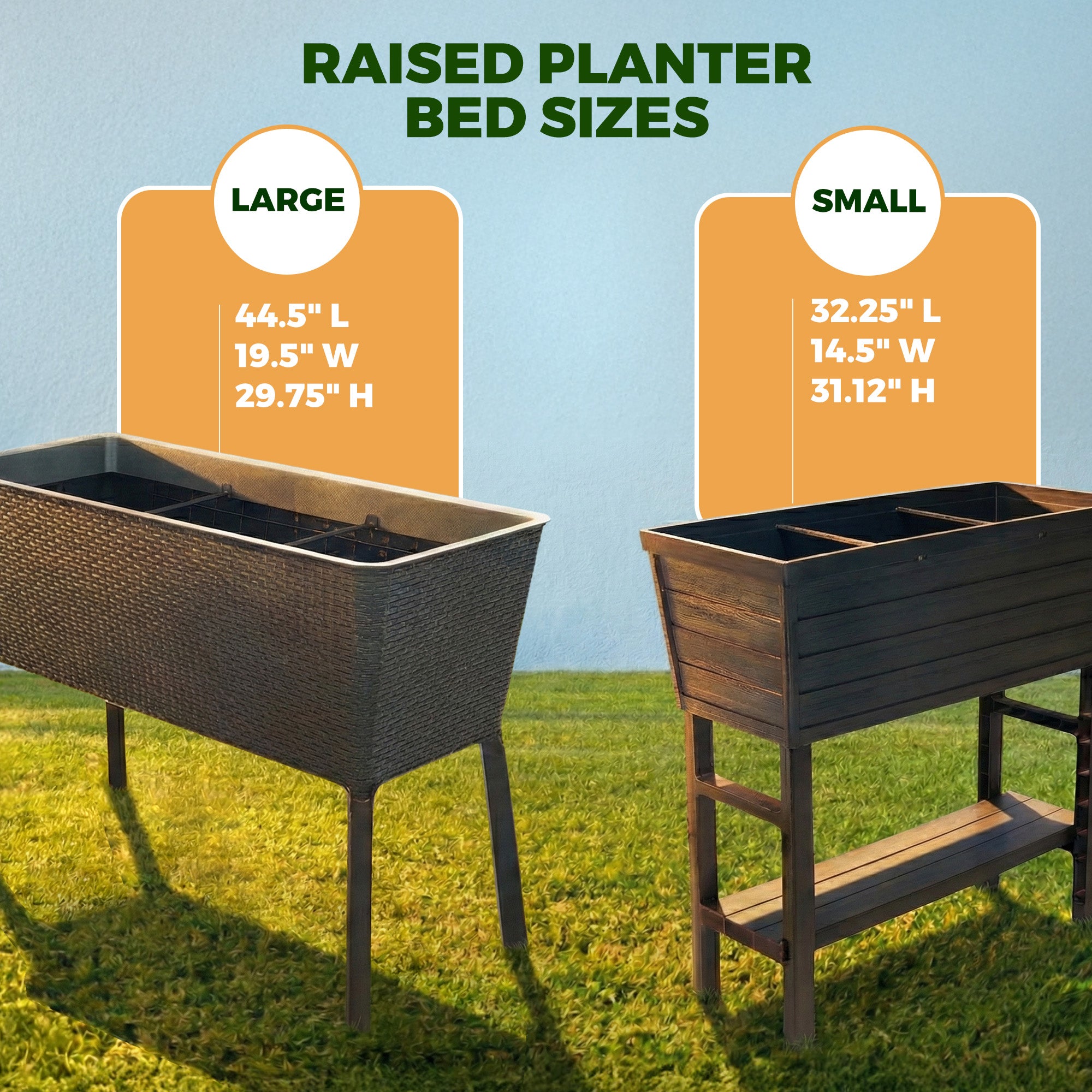 Polymer Outdoor Products 14.5" L x 32.25" W x 31.12" H Raised Garden Bed, Brown - VMInnovations