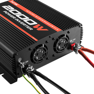 Potek MA2000-1111 2000W 3 AC Outlet & USB Port Portable Power Inverter, Black