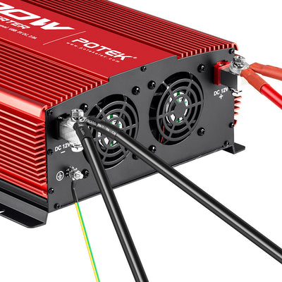 Potek 3000W 4 AC Outlet & 2 USB Port Portable Power Inverter, Red (Open Box)