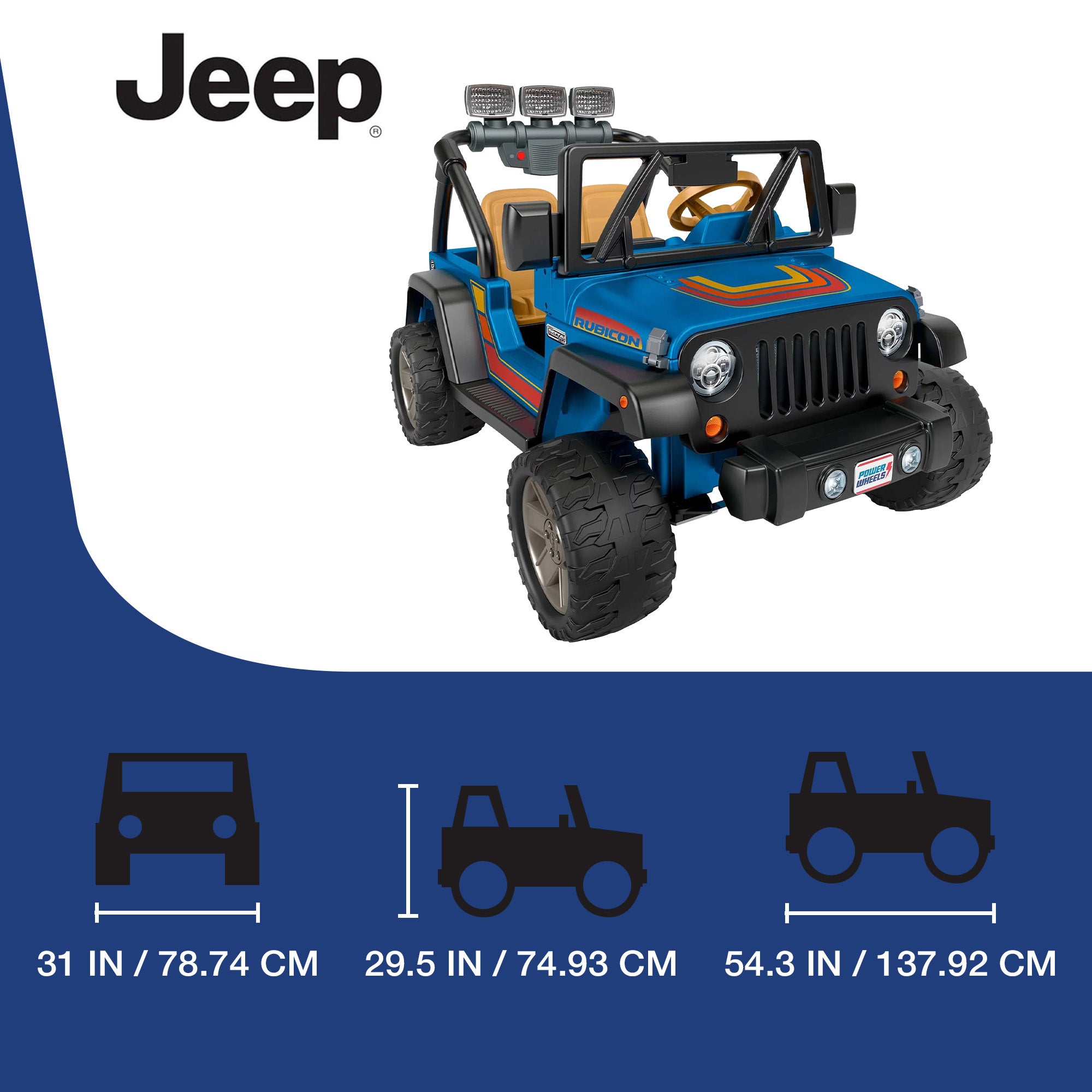Fisher-Price Power Wheels 2 Seater Retro Jeep Wrangler Ride On Toy Car(Open Box) - VMInnovations