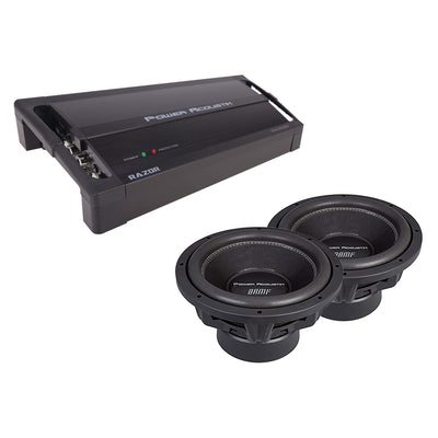 Power Acoustik RZ1-3500D Car Audio Amplifier & (2) BAMF-122 Subwoofers, 3500 W - VMInnovations