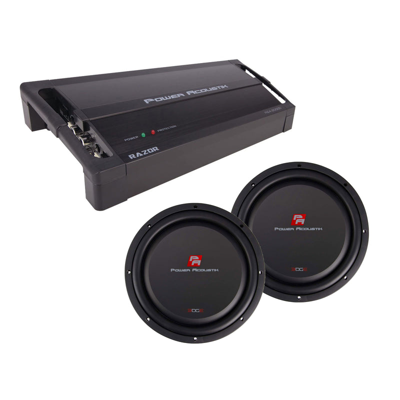 Power Acoustik Monoblock Amplifier & Power Acoustik 12" Subwoofer, Black (2 Pk)
