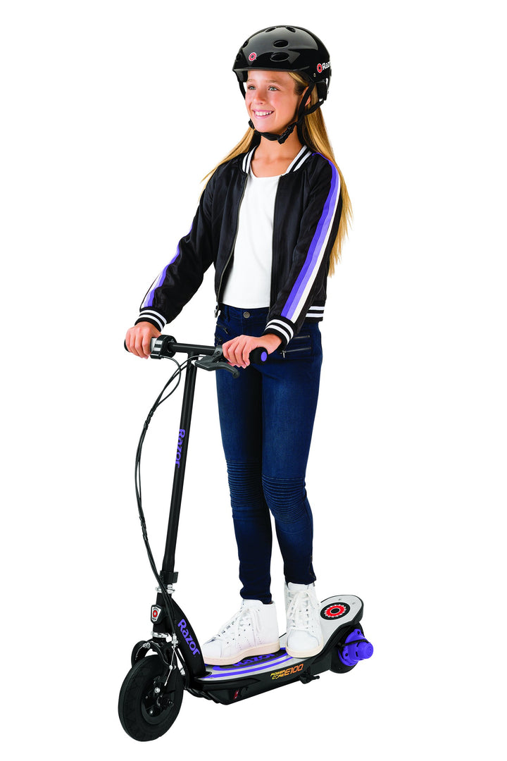 Razor Power Core E100 Electric Kids Scooter with 8" Front Pneumatic Tire, Blue