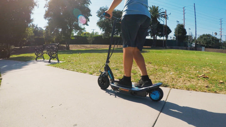 Razor E100 Electric Scooter with Aluminum Deck and Hand Brake, Blue(Open Box)