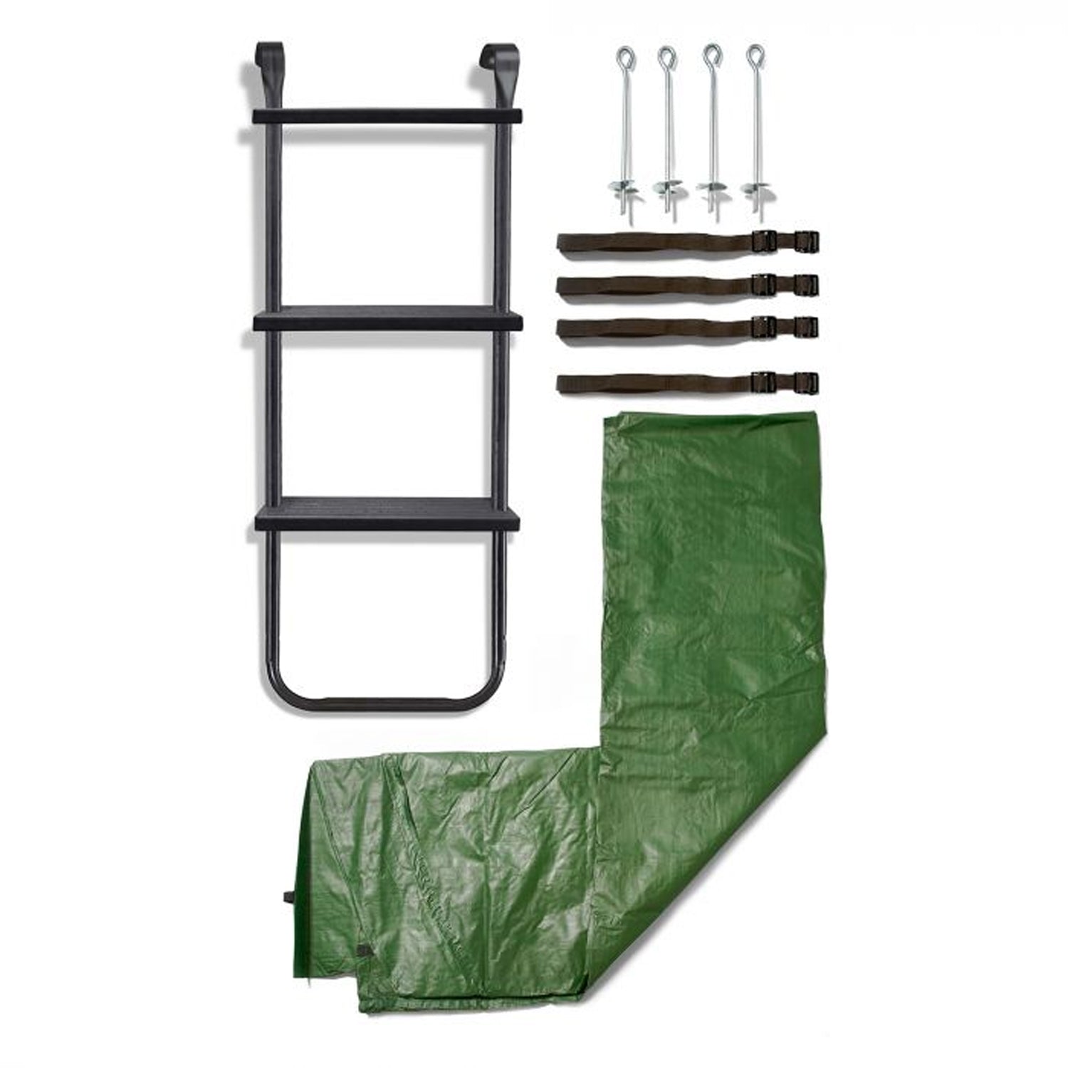 Plum 12 Foot Trampoline Accessory Kit with Safety Ladder and Anchor Kit, Green - VMInnovations