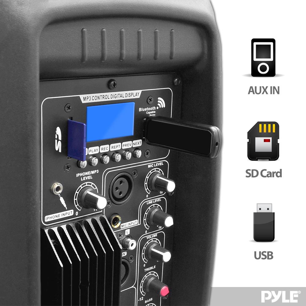 Pyle Portable 10 In Bluetooth 2 Way Full Range PA Cabinet Loud Speaker (2 Pack)