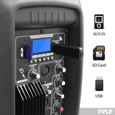 Pyle Portable 10 In Bluetooth 2 Way Full Range PA Cabinet Loud Speaker (2 Pack)