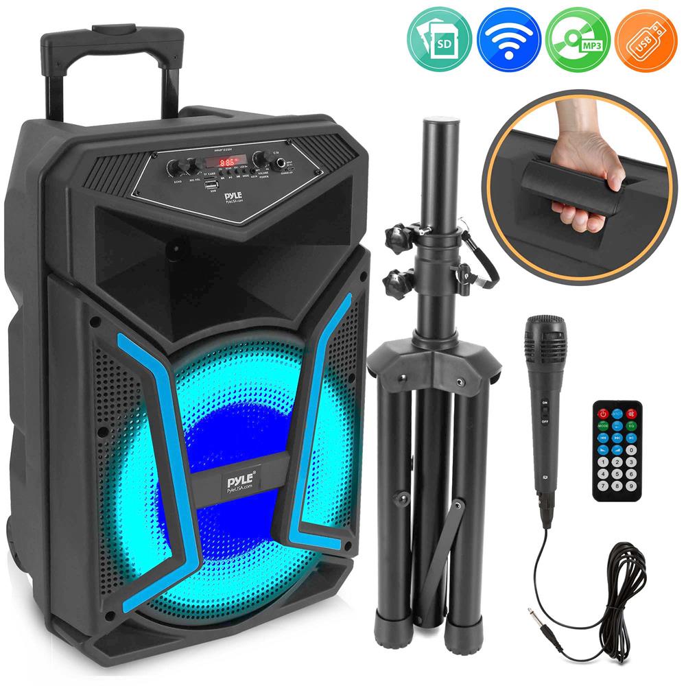 Pyle PPHP122SM Portable Bluetooth Speaker System with Flashing Party Lights - VMInnovations