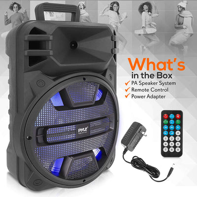 Pyle 12 Inch Portable Bluetooth Karaoke System Speaker with LED Lights(Open Box)
