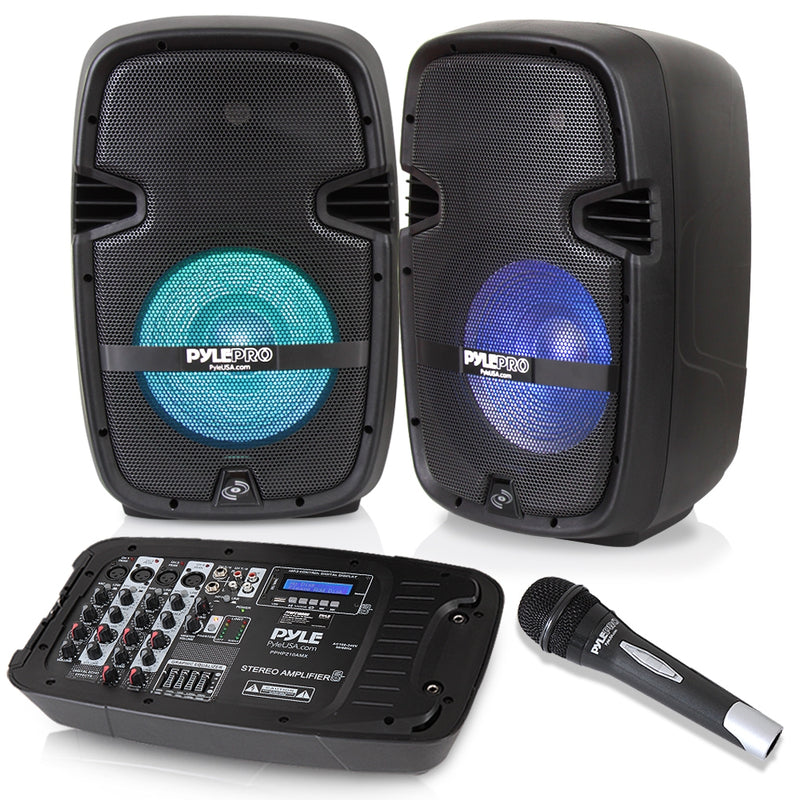 Pyle 10 Inch Bluetooth PA Loud Speaker and DJ Mixer Bundle Kit (Used)