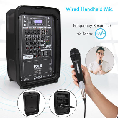 Pyle 2 x PPHP28AMX 8 Inch Bluetooth PA Loud Speaker and 8 Channel Mixer (2 Pack)