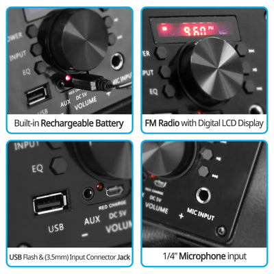 Pyle Portable Bluetooth Speaker System with Flashing Party Lights (For Parts) - VMInnovations
