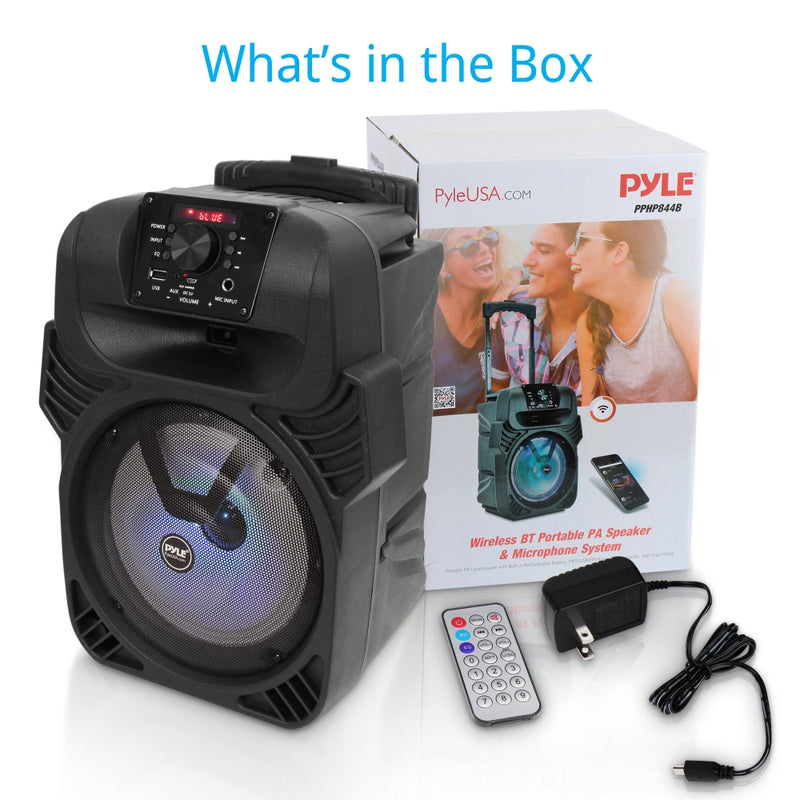 Pyle PPHP844B 400 W Portable Bluetooth Speaker w/ LED Party Lights & Remote