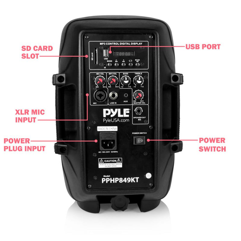 Pyle Active/Passive Bluetooth PA Dual Loudspeaker Sound System Kit & Microphones