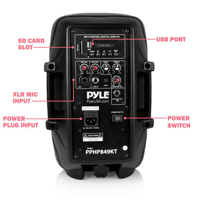 Pyle Active/Passive PA Dual Loudspeaker Sound System Kit + Microphones(Open Box)