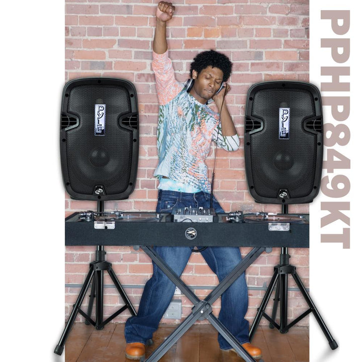 Pyle Active/Passive PA Dual Loudspeaker Sound System Kit + Microphones(Open Box) - VMInnovations