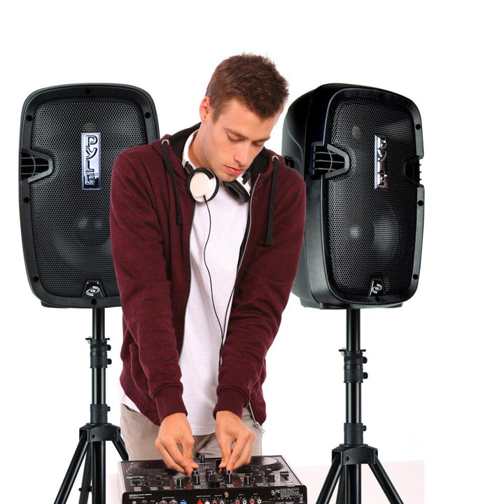 Pyle Active/Passive Bluetooth PA Dual Loudspeaker Sound System Kit & Microphones - VMInnovations
