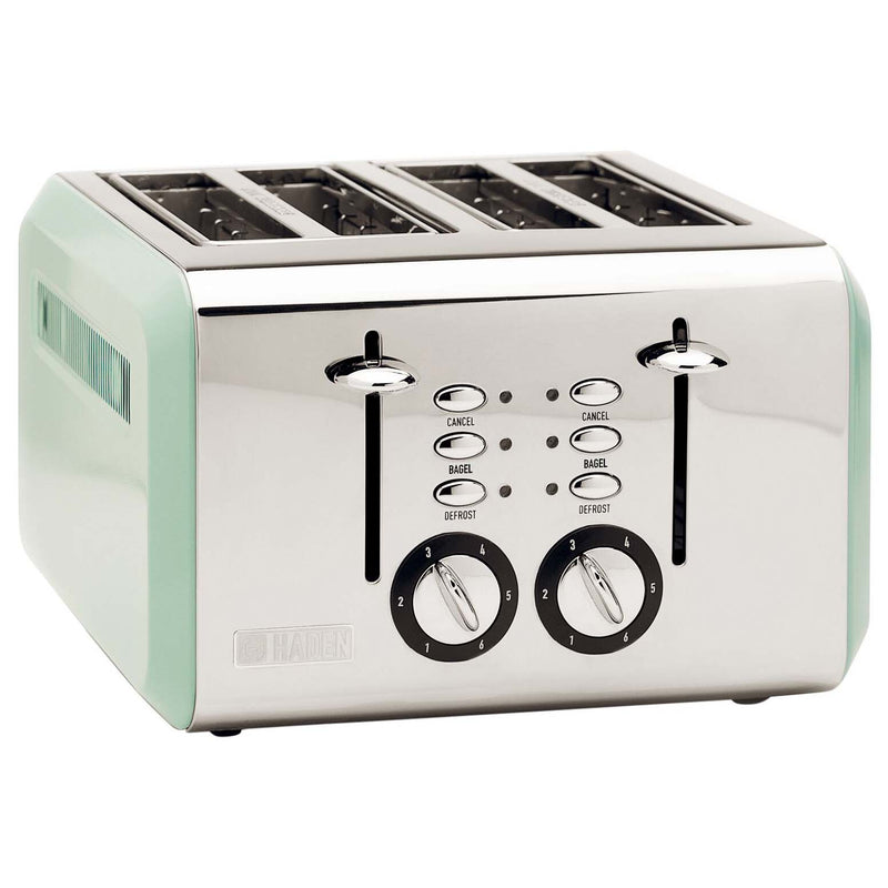 Haden Cotswold 4-Slice Wide Slot Steel Body Retro Toaster, Sage Green (Open Box)