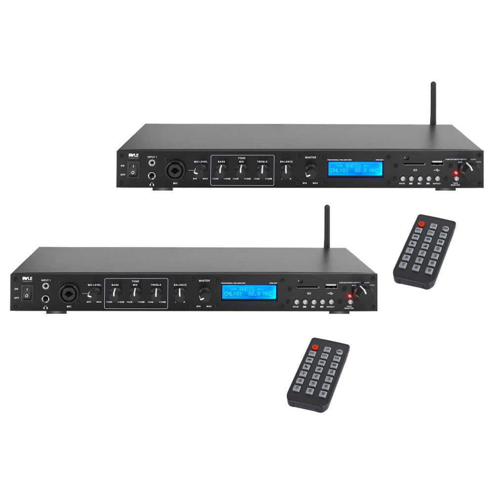 Pyle PPRE70BT Bluetooth Pro Audio Preamplifier Receiver System & Remote (2 Pack) - VMInnovations