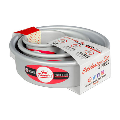 Fat Daddio's 3 Piece Round Cake Baking Cooking Pan Celebration Set (Open Box)
