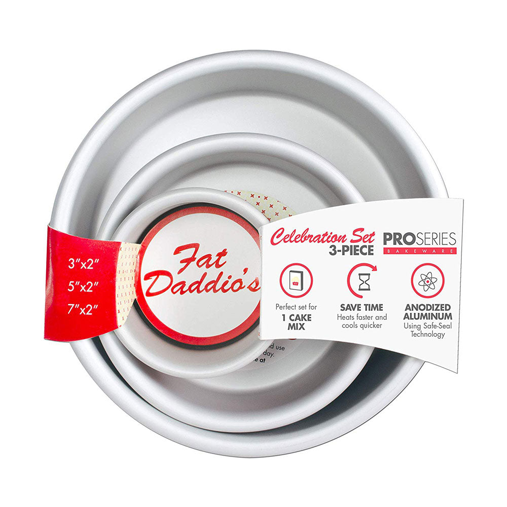 Fat Daddio's 3 Piece Round Cake Baking Cooking Pan Celebration Set (Open Box)