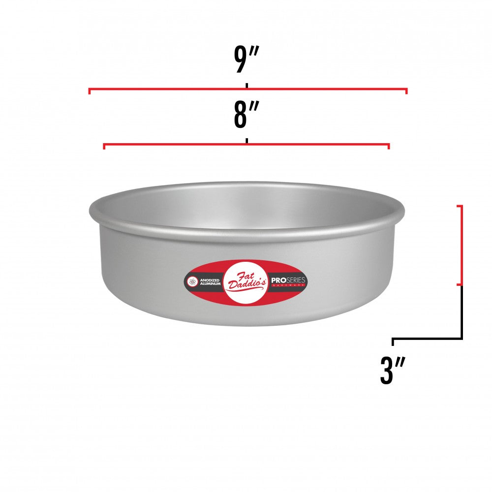 Fat Daddio's Anodized Aluminum Round Cake Pan with Solid Bottom (3 Sizes)