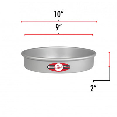 Fat Daddio's PRD-92 Anodized Aluminum Round Cake Pan with Solid Bottom, 9 x 2"