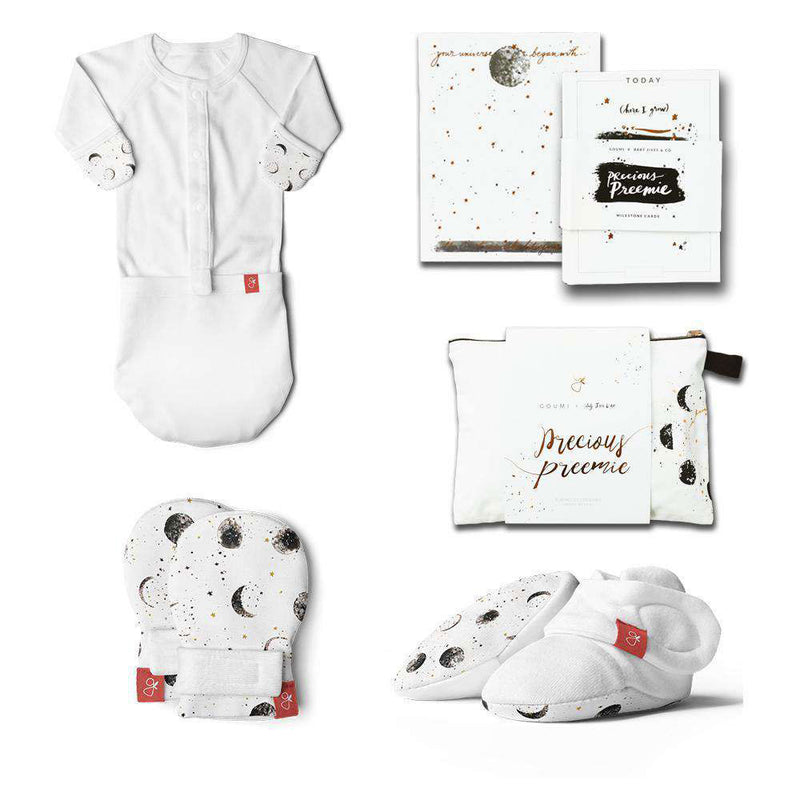 Goumikids Organic Baby Outfits and Card Bundle, Preemie Many Moons (Open Box)