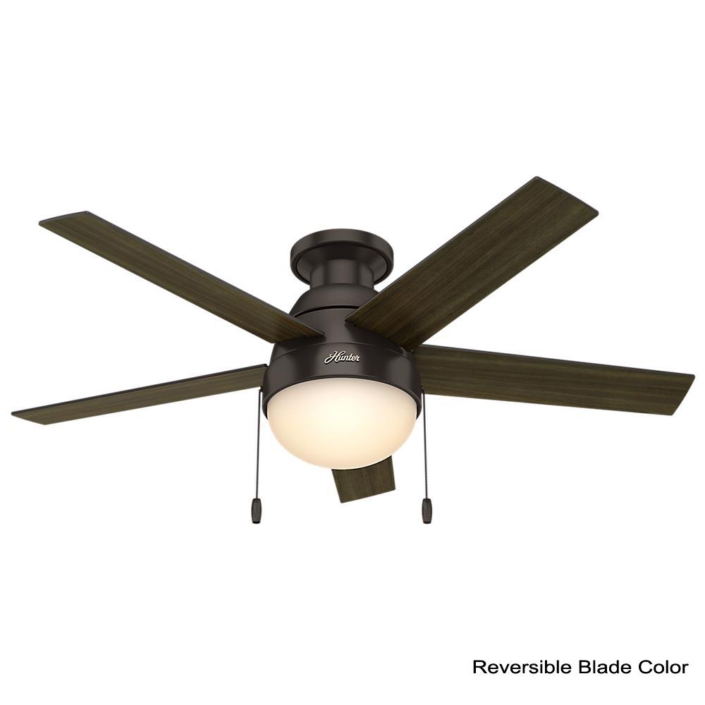 Hunter Low Profile 46" Home Ceiling Fan w/ LED Light and Pull Chains (For Parts) - VMInnovations