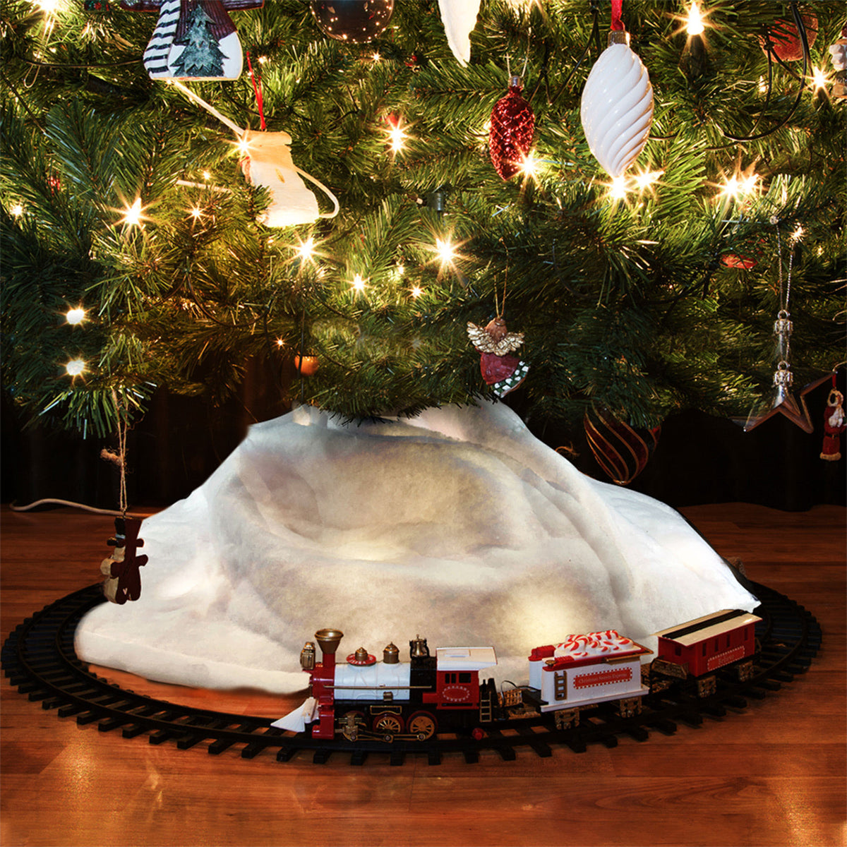 ProductWorks Pre-Lit Snow Cover Blanket 8 Function Decoration, 60"x15"(Open Box)