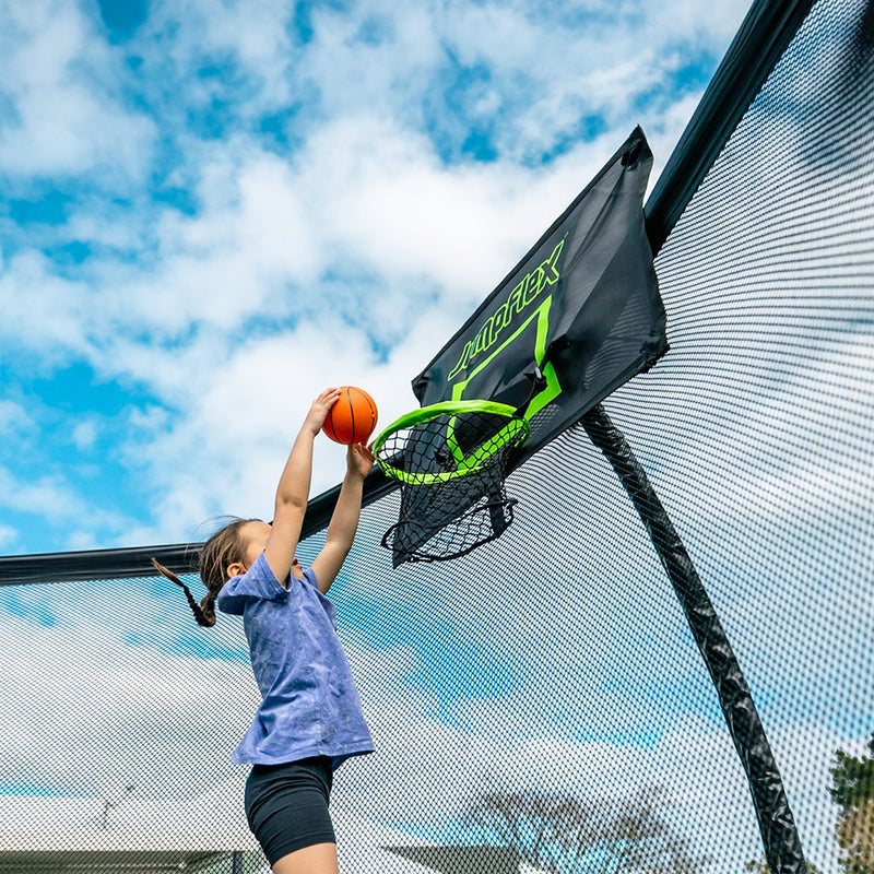 JumpFlex PROJAM Hero Basketball Hoop and Net Attachment for Trampolines, Black