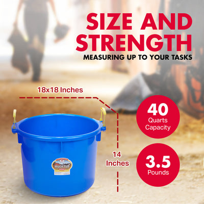 Little Giant 40 Quart Durable and Versatile Utility Muck Tub w/Handles, Blue - VMInnovations