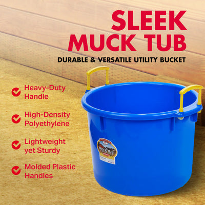 Little Giant 40 Quart Durable and Versatile Utility Muck Tub w/Handles, Blue - VMInnovations