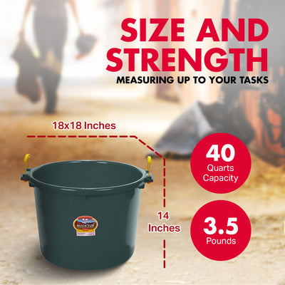 Little Giant 40 Quart Durable and Versatile Utility Muck Tub w/Handles, Green - VMInnovations