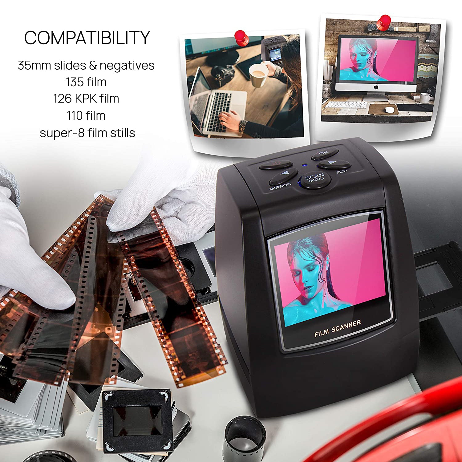 Pyle 2.4" Photo Film Scanner Slide Digitizer Digital Image Converter (4 Pack)