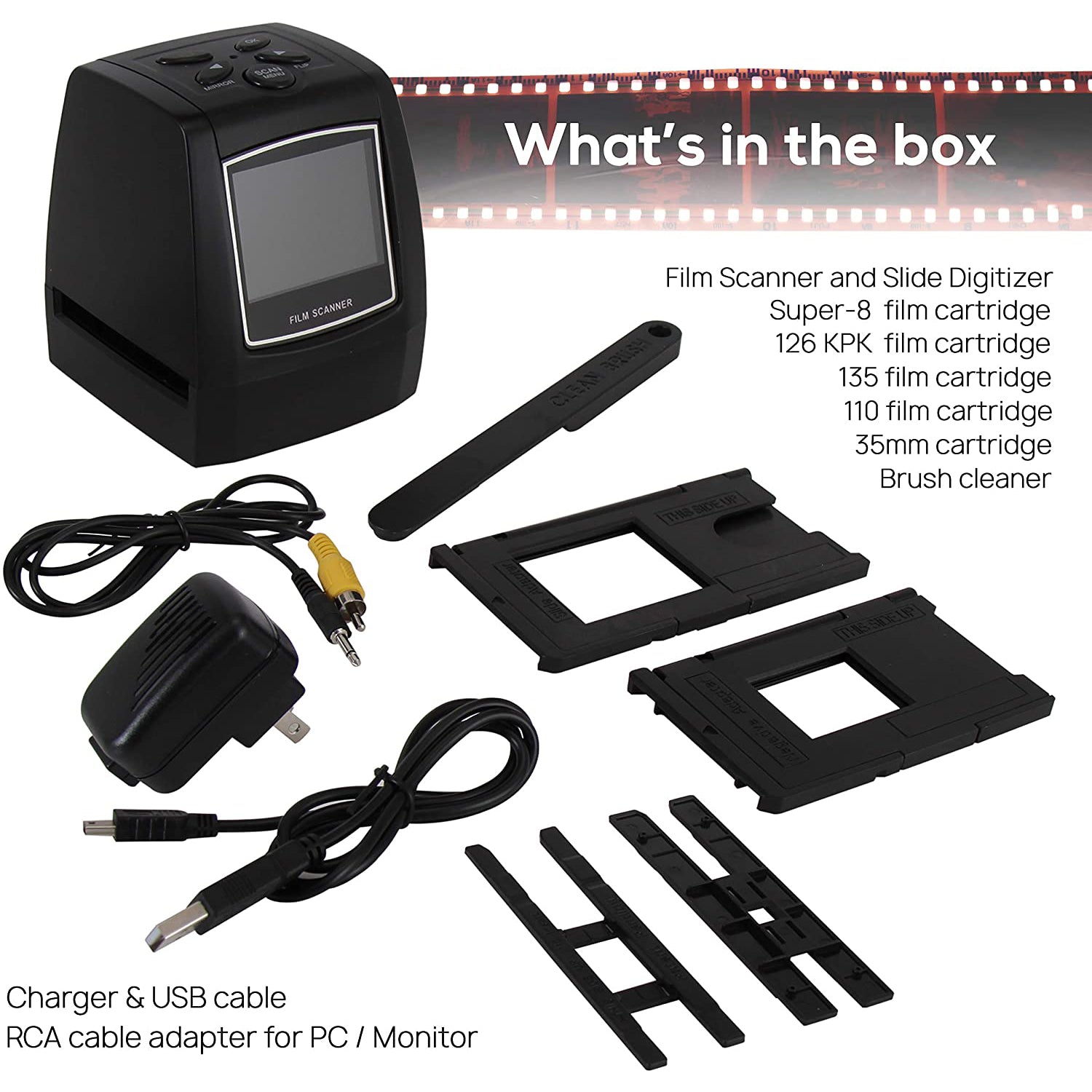 Pyle 2.4" Photo Film Scanner Slide Digitizer Digital Image Converter (4 Pack)