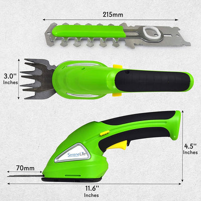 SereneLife Handheld Electric Cordless Grass Clipper & Hedge Trimmer (Open Box)