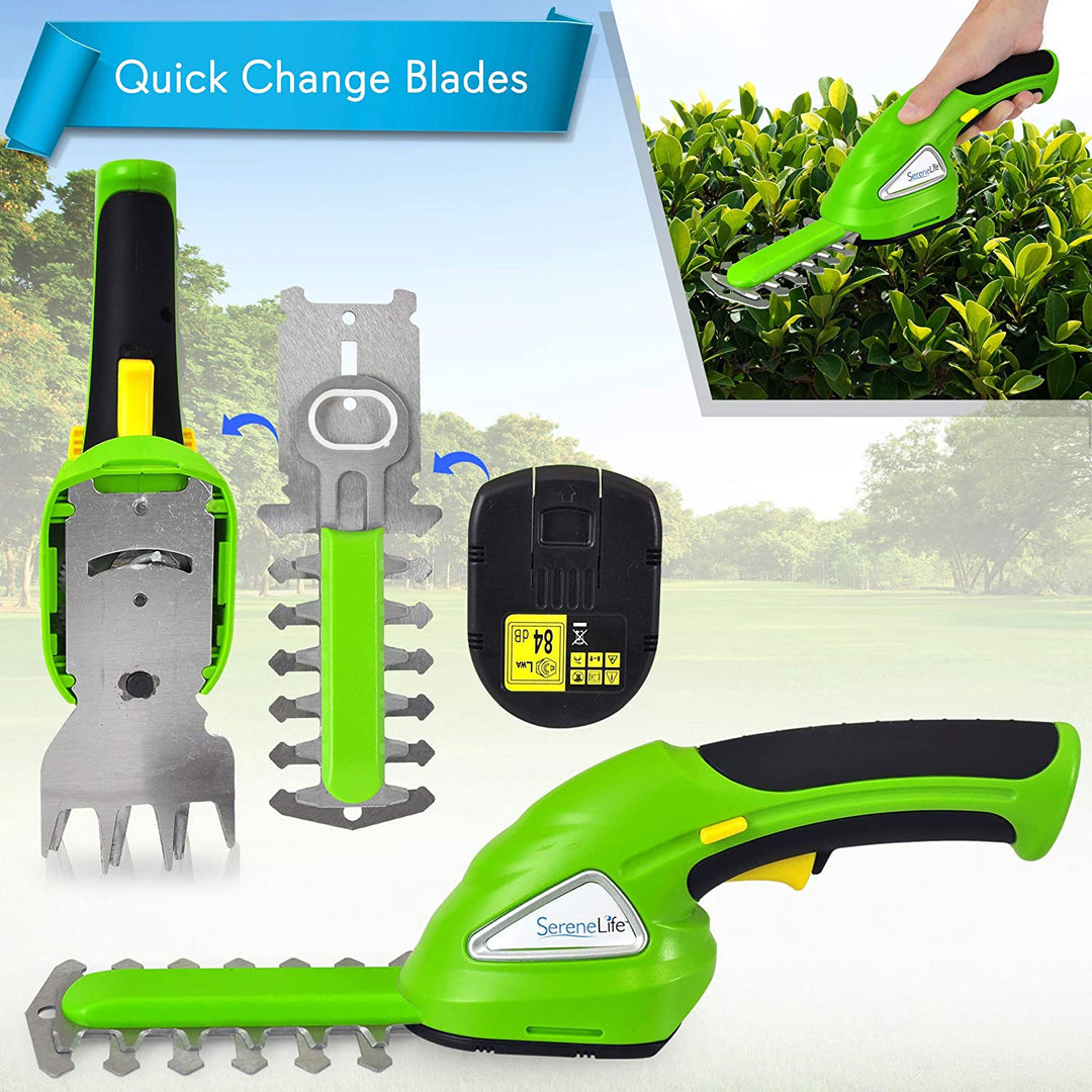 SereneLife Rechargeable Electric Cordless Grass Clipper & Hedge Trimmer (2 Pack)