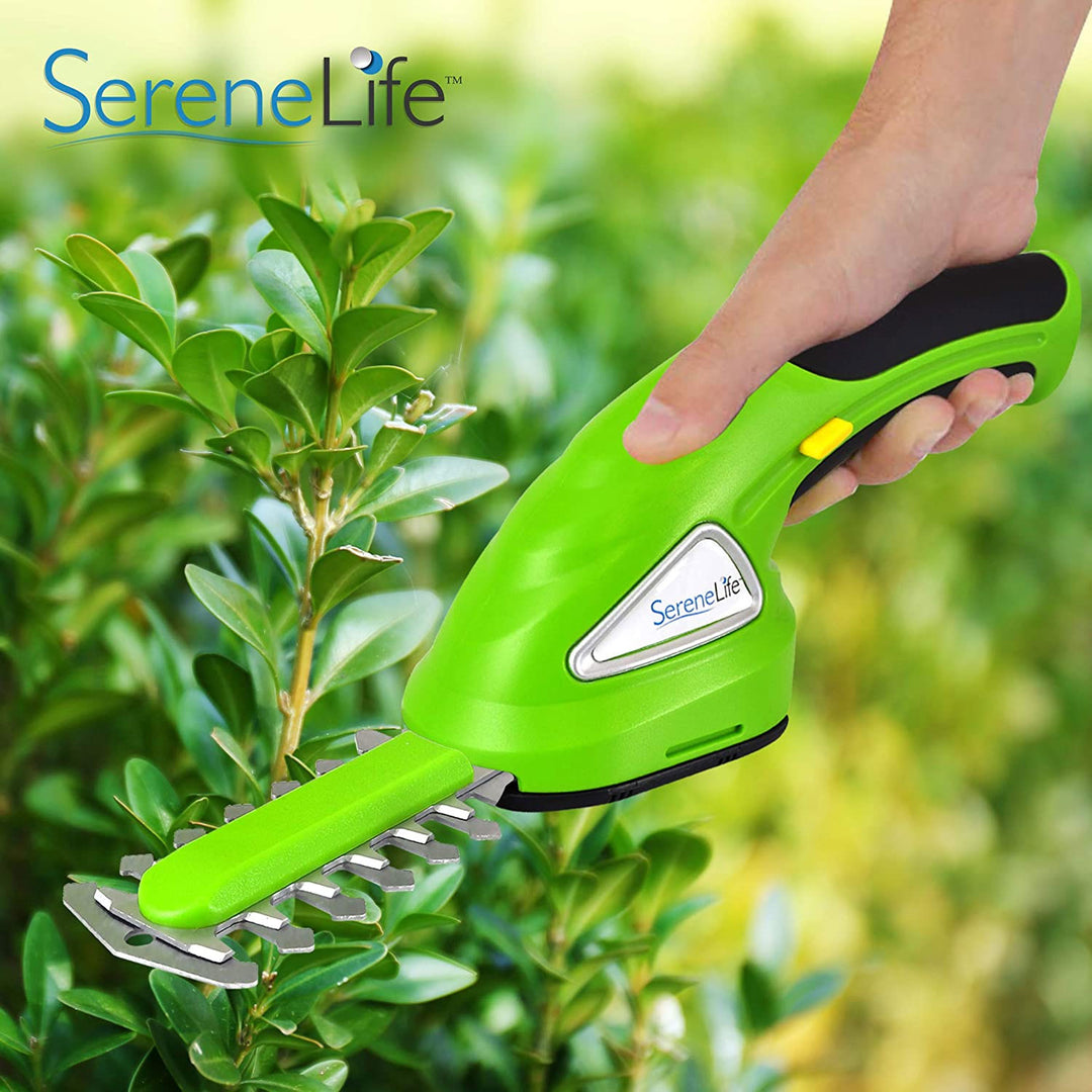 SereneLife Rechargeable Electric Cordless Grass Clipper & Hedge Trimmer (2 Pack)