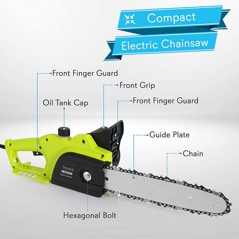 SereneLife 12 Inch 8 Amp Corded Electric Chainsaw Tree Trimmer (Open Box)