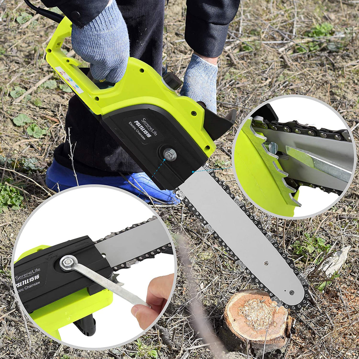 SereneLife 12 Inch 8 Amp Corded Electric Chainsaw Tree Trimmer (Open Box)