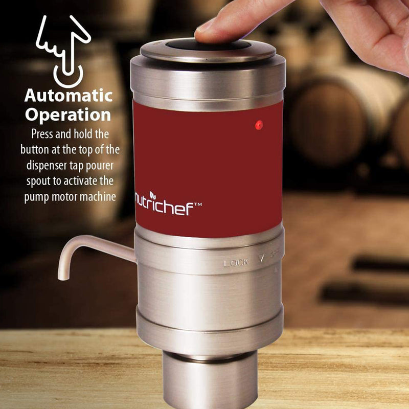 NutriChef Electric Wine Aerator Dispenser Pump Bottle Tap Machine Red (Open Box)