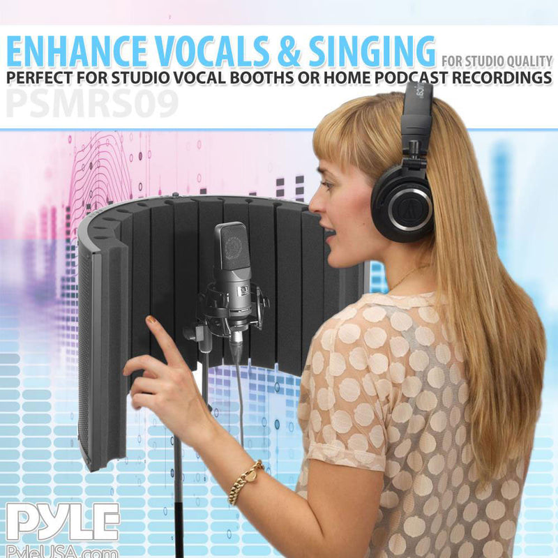 Pyle Noise Absorbing Isolation Acoustic Panel Shield Vocal Studio Booth (4 Pack)