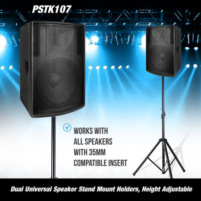 Pyle PSTK107 Dual Speaker Tripod Stand Adjustable Mount Holders Pair (2 Pack) - VMInnovations